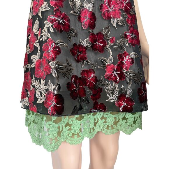 Y2K Young Essence Burnout Velvet Dress S Fairy Grunge Whimsigoth Crochet Floral - Picture 4 of 10